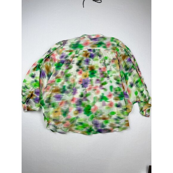 Pilcro XL-Petite Womens Watercolor Button-Down Blouse Tie Dye Oversize - Picture 10 of 10